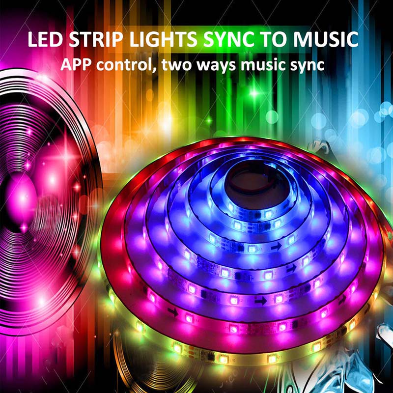 DC12V 5M/16.54ft 150 LEDs Lights Strip Bluetooth Smart Phone APP & RF Remote Controlled RGB LED Strip Rope Lights Waterproof LED Strip Lights Kits Support iPhone Android, Rainbow Colors DC12V 5M/16.54ft 150 LEDs Lights Strip Bluetooth Smart Phone APP & RF Remote Controlled RGB LED Strip Rope Lights Waterproof LED Strip Lights Kits Support iPhone Android, Rainbow Colors
